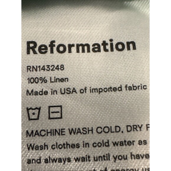 NWOT Reformation Cerise Size Small Smocked Puff Sleeve Linen Dress Green White - Picture 8 of 9